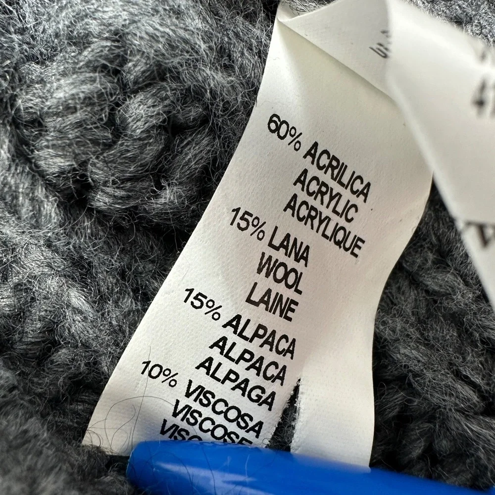 BECOME Brand European Italy Wool Alpaca Gray Chunky Cable‎ Knit Sweater Cardigan